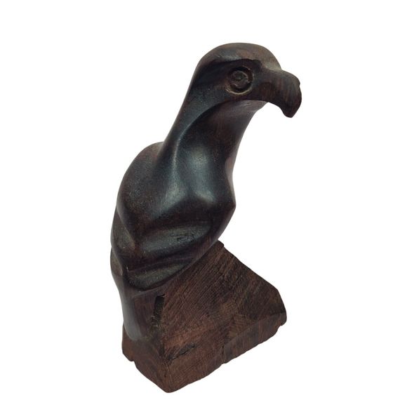 Hand Carved‎ Wooden Bird Eagle Hawk 4" - Picture 1 of 6